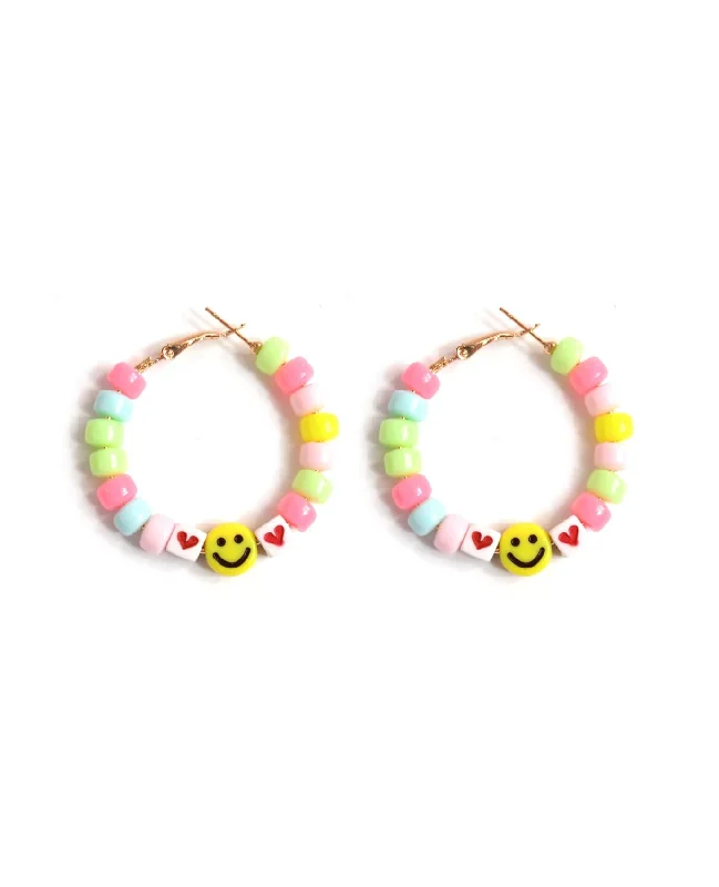 Hoop earrings with a chunky design for a bold and trendy statement-Smile Hoop Earring