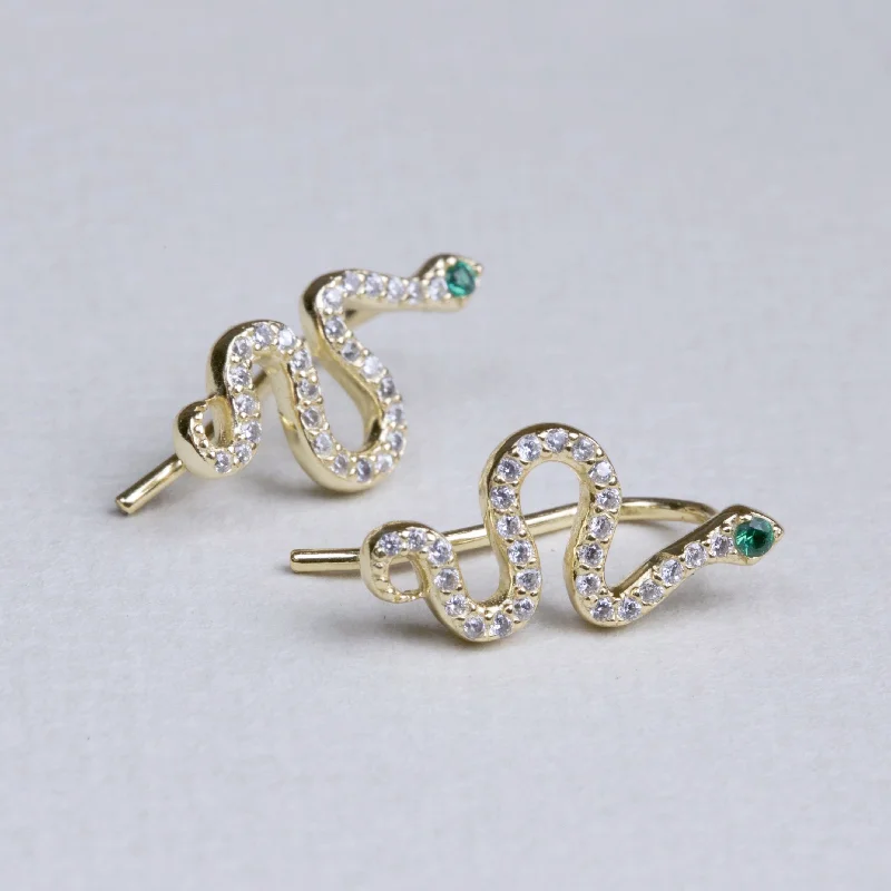 Best hoop earrings with vintage coins for a retro, antique-inspired style-Snake Pave Earrings