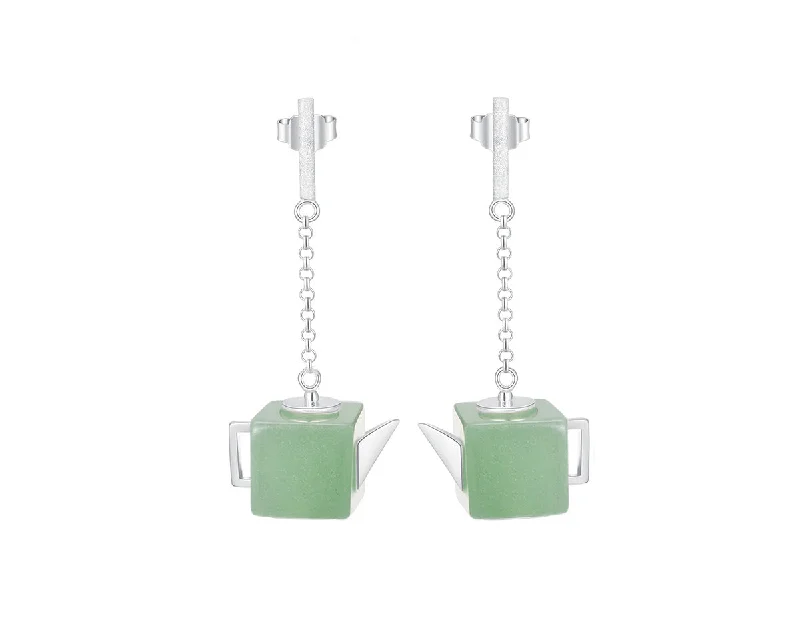 Classic hoop earrings with a thin profile for a sleek and subtle style-Square Teapot Earring