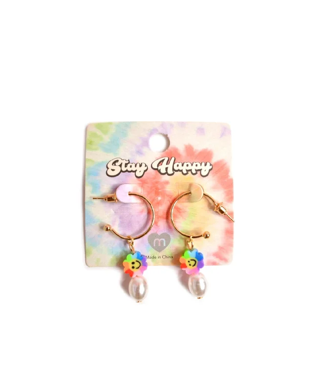 Hoop earrings with infinity loop designs for a continuous and eternal shape-Stay Happy Flower Earrings