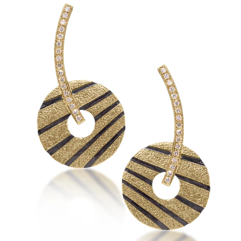 Best hoop earrings with textured silver for a rustic and organic finish-Stripe E16