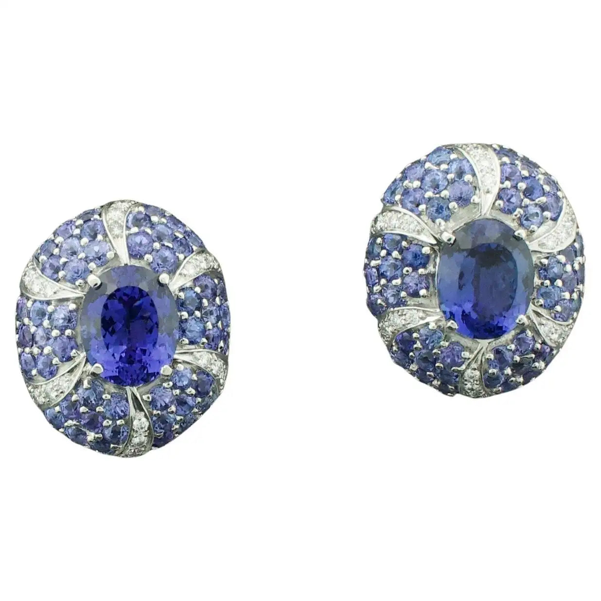 Hoop earrings with gold accents for a warm, elegant statement piece-Substantial Tanzanite and Diamond Earrings in 18k Gold