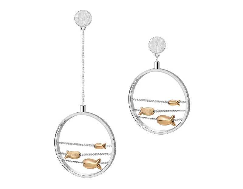 Hoop earrings with polished metal for a shiny and high-quality finish-Swimming Fishes Earring