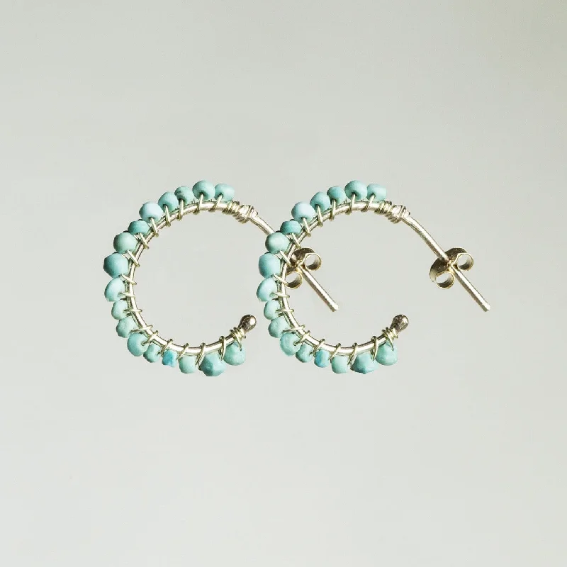 Best hoop earrings with blackened metal for an edgy and bold appearance-Large Aga Turquoise Gold Hoops