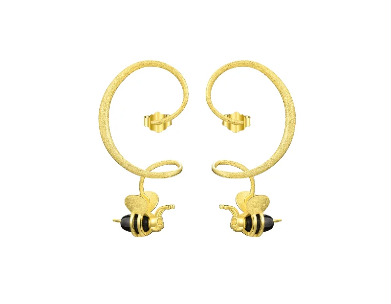 Stylish hoop earrings with diamond accents for an elegant and sparkling effect-Twirl Honey & Bee Earring