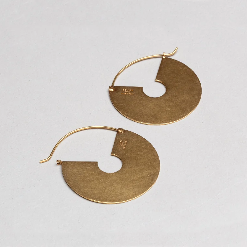 Best hoop earrings with geometric triangle shapes for a modern, chic design-Vintage Celine Geometric Brass Hoop Earrings