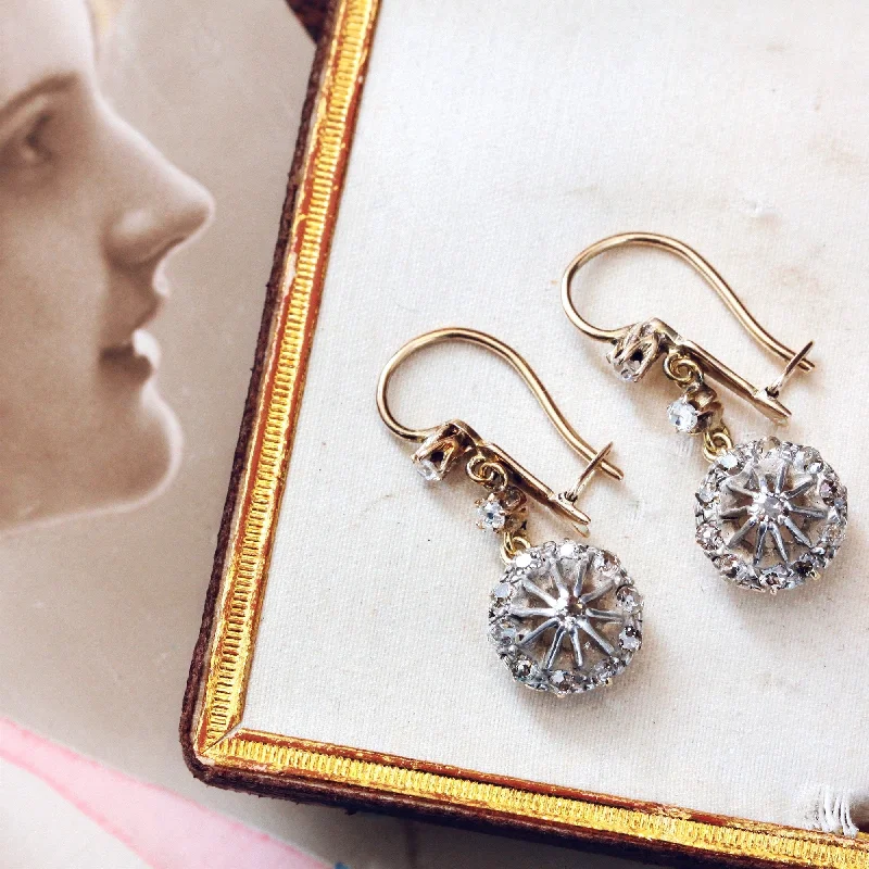 Hoop earrings with enamel stripes for a colorful and eye-catching design-Mesmeric Antique Diamond Starburst Earrings