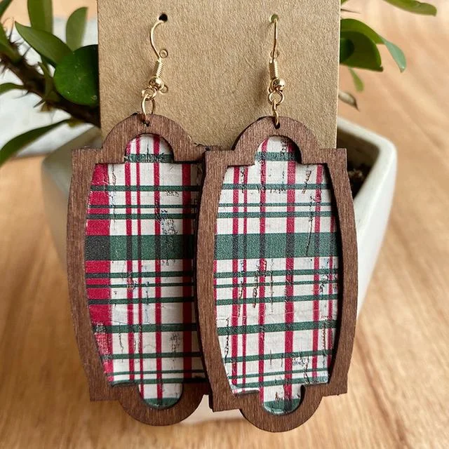 Best hoop earrings with minimal embellishments for a sleek and modern look-Vintage Plaid Christmas Earrings