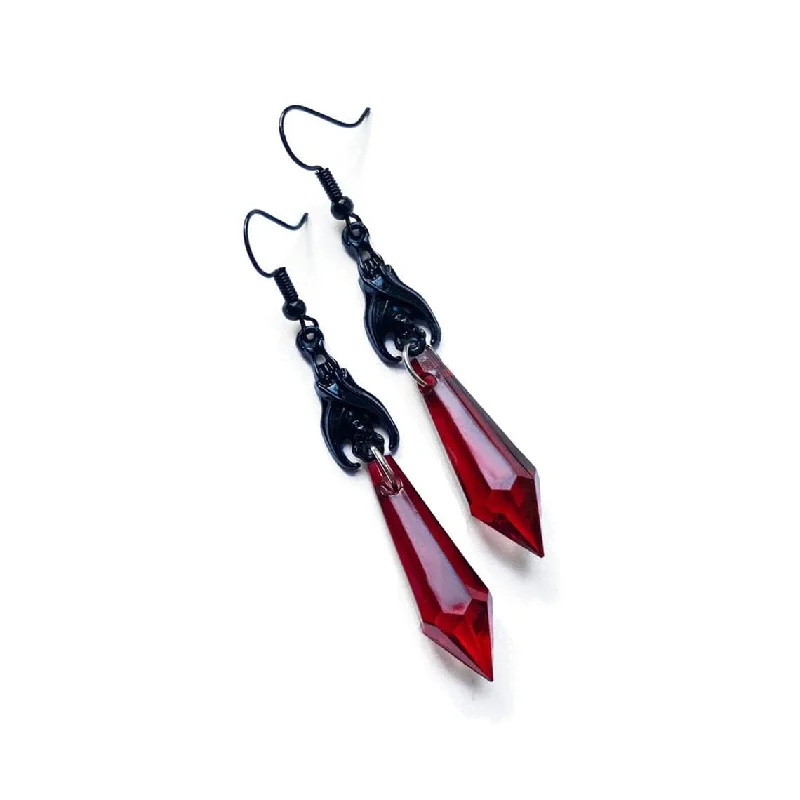 Hoop earrings with polished silver finish for a shiny, modern appeal-Women's Gothic Ruby Bat Earring