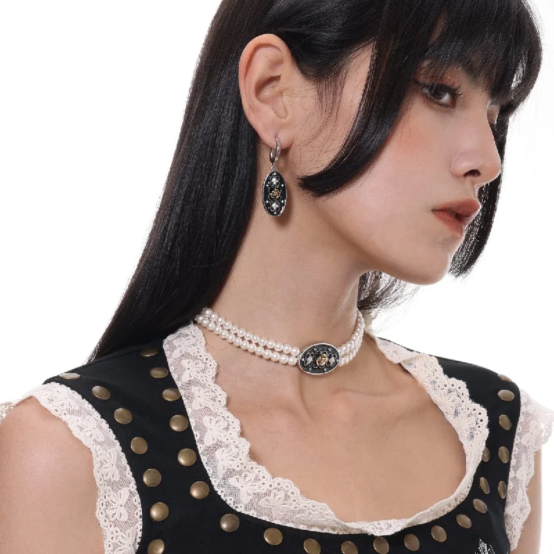 Hoop earrings with rhinestone-studded rims for a glamorous touch-Women's Punk Rose Diamante Earring