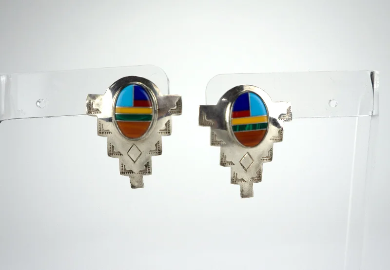 Hoop earrings with diamond-cut surfaces for added sparkle and shine-Zuni Cabochon Shield Earrings