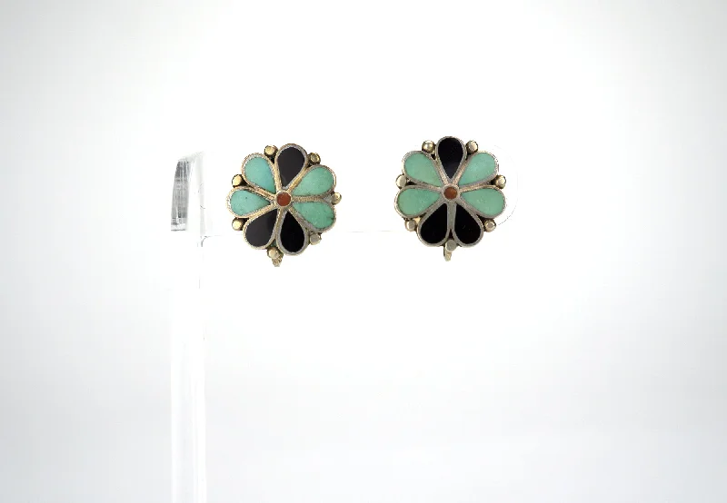 Best hoop earrings with gemstone accents for a colorful and elegant appearance-Zuni Cactus Flower Earrings