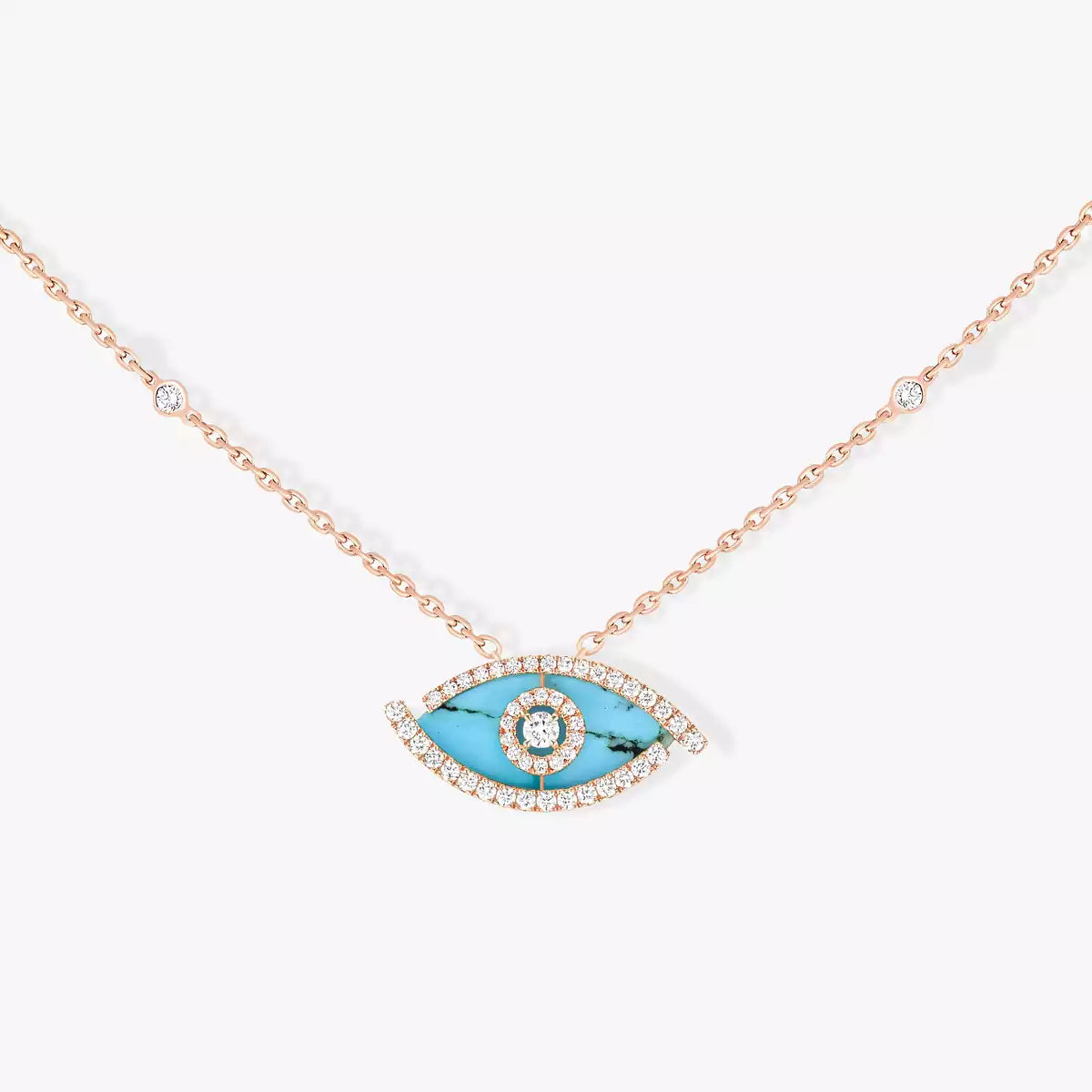 Best necklaces and pendants with layered designs for a chic, stacked look-0.38ctw Rose Gold Lucky Eye Turquoise Diamond Necklace