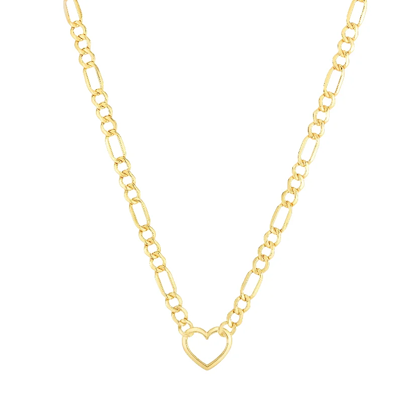 Elegant necklaces and pendants with onyx stones for a sleek, polished look-10K Heart Figaro Chain Necklace