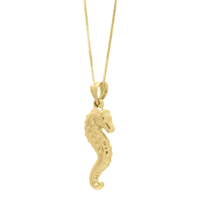 Necklaces and pendants with feather designs for a boho-chic, carefree vibe-10K Seahorse Necklace