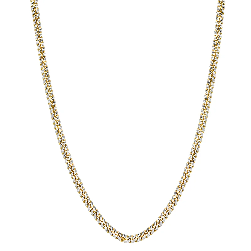 Necklaces and pendants with enamel accents for a colorful, eye-catching appearance-14K 4mm Pave Classic Miami Cuban Chain