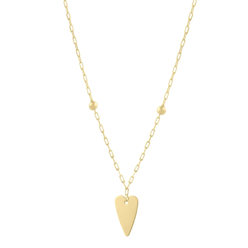 Best necklaces and pendants with gemstone clusters for a bold and colorful effect-14K Elongated Heart & Bead Station Necklace