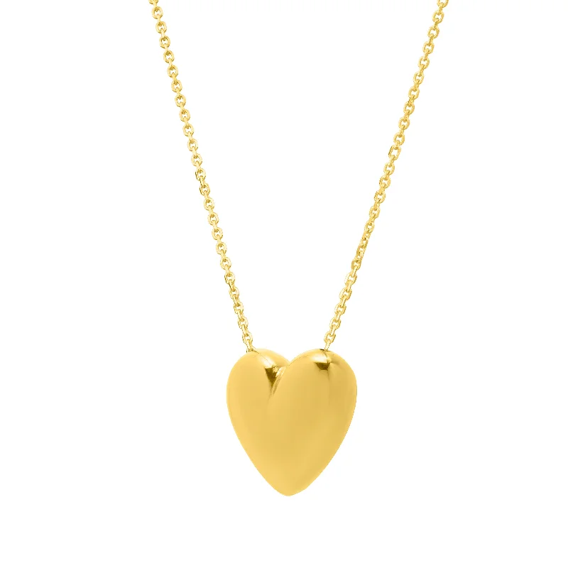 Beautiful necklaces and pendants with moonstone for an ethereal, mystical appearance-14K Gold Large Puffed Up Heart Necklace