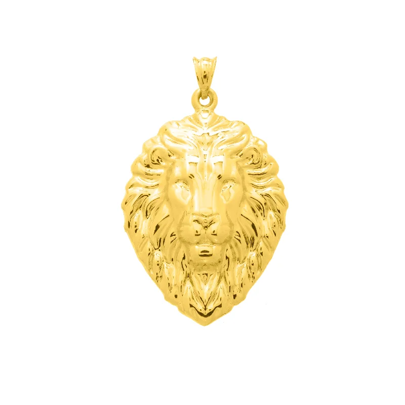 Necklaces and pendants with matching rings for a coordinated set of jewelry-14K Gold Lion Head Pendant