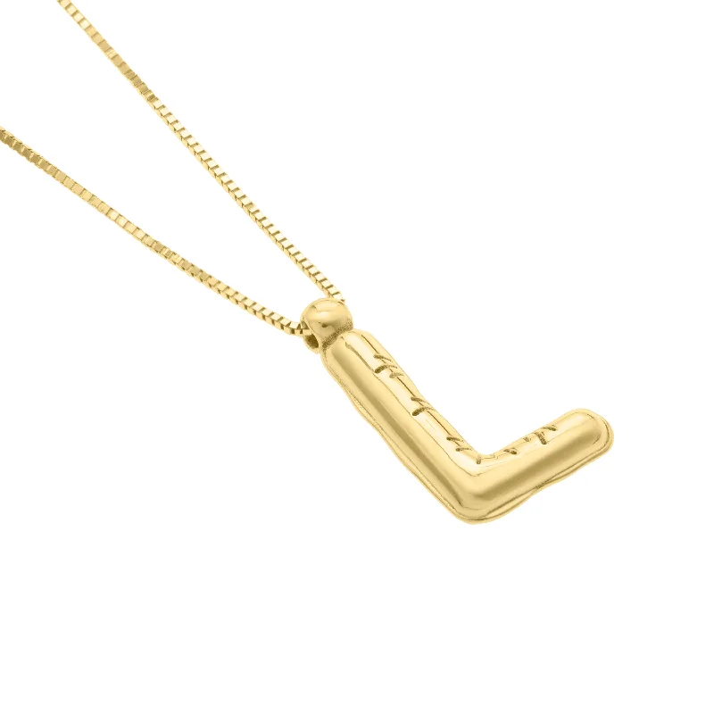 Necklaces and pendants with enamel accents for a colorful, eye-catching appearance-14K Helium Initial L Pendant