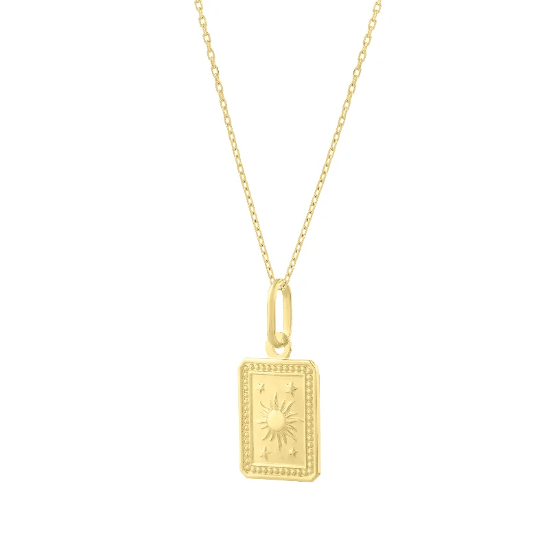 Trendy necklaces and pendants with geometric shapes for a modern aesthetic-14K Rectangle Sun Pendant