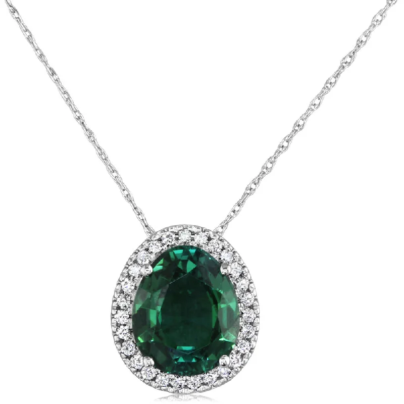 Elegant necklaces and pendants with onyx stones for a sleek, polished look-14K White Gold Blue/Green Tourmaline/Diamond Pendant