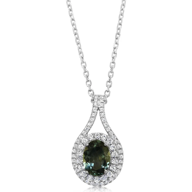 Best necklaces and pendants with black diamonds for an edgy, bold statement-14K White Gold Montana Sapphire Pendant (Includes Chain)