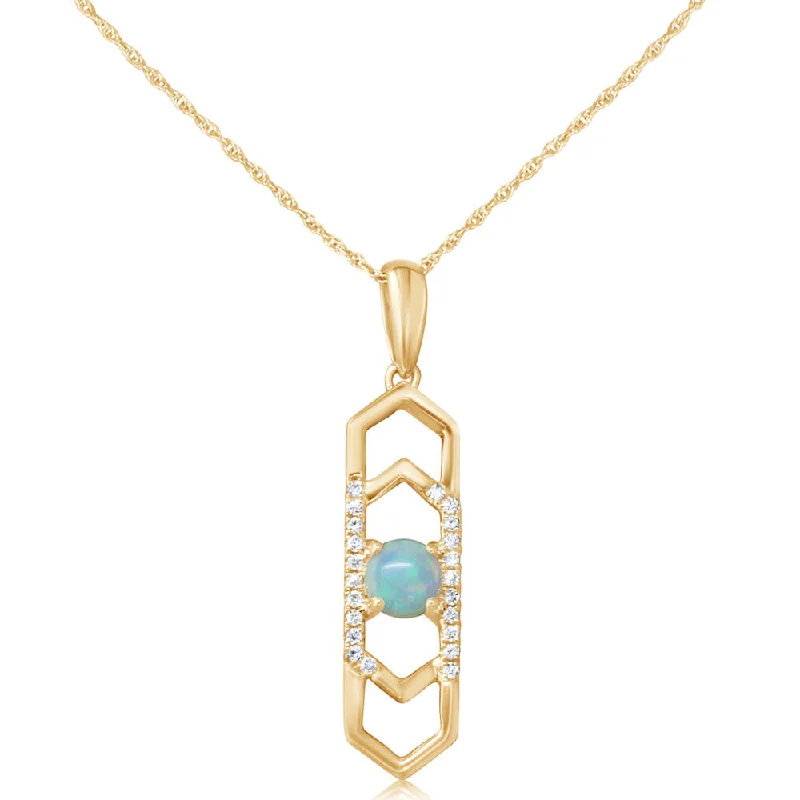 Best necklaces and pendants with sterling silver for an affordable yet stylish choice-14K Yellow Gold Australian Opal/Diamond Pendant