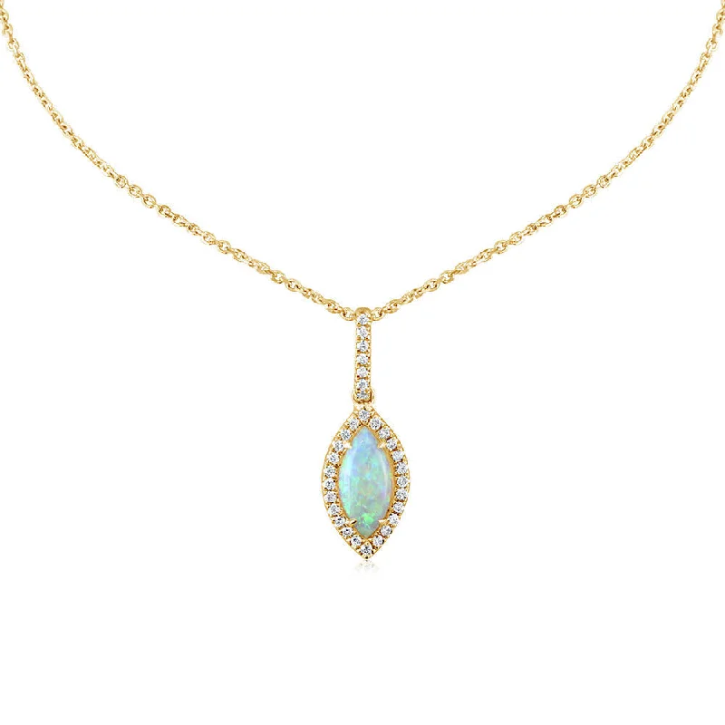 Best necklaces and pendants with glowing moonstone for an ethereal glow-14K Yellow Gold Australian Opal/Diamond Pendant