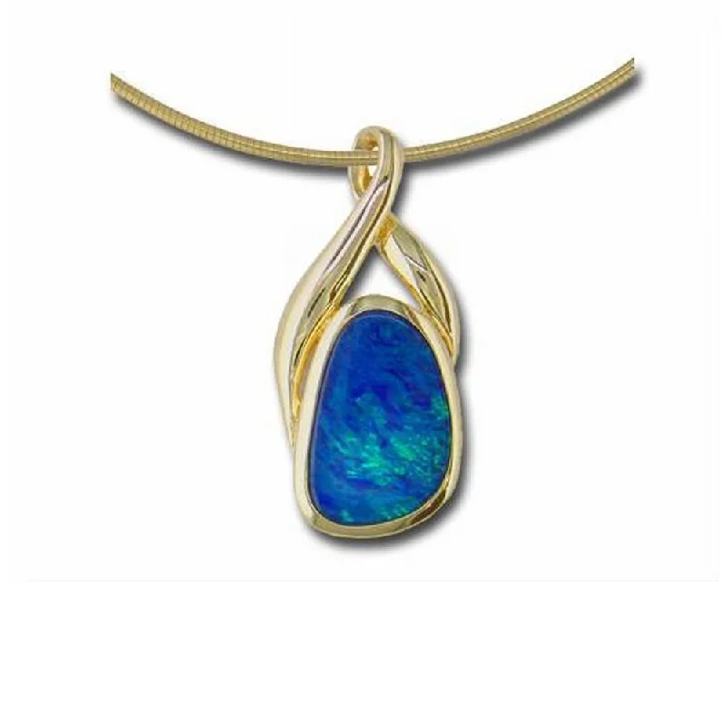 Best necklaces and pendants with butterfly pendants for a delicate, light style-14K Yellow Gold Australian Opal Doublet Crossover Bail Pendant