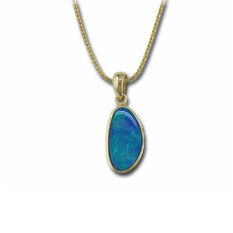 Trendy necklaces and pendants with statement pieces for a bold fashion statement-14K Yellow Gold Australian Opal Doublet Pendant