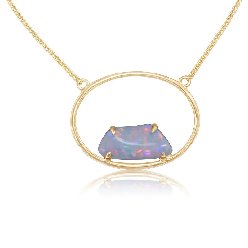 Elegant necklaces and pendants with infinity symbols for timeless designs-14K Yellow Gold Australian Opal Neckpiece