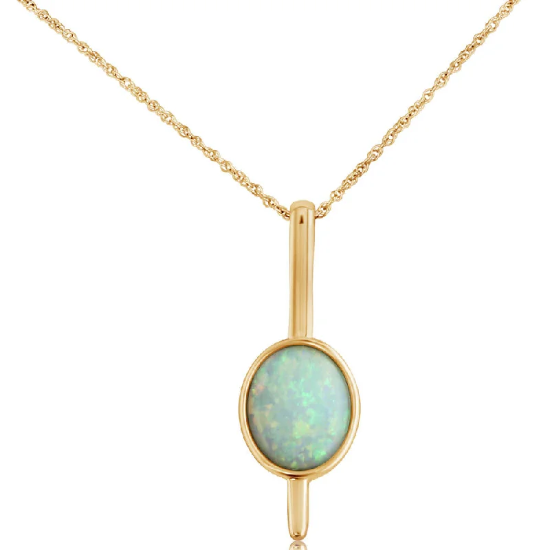 Best necklaces and pendants for weddings with matching designs for bride and groom-14K Yellow Gold Australian Opal Pendant