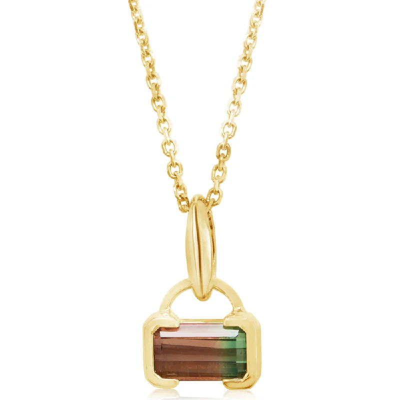 Best necklaces and pendants with emerald gemstones for a rich, sophisticated design-14K Yellow Gold Bi-Color Tourmaline Pendant