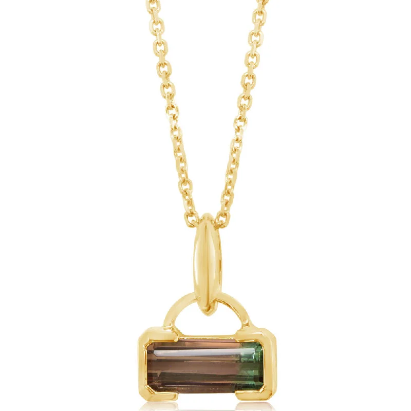 Personalized necklaces and pendants with coordinates for a meaningful location-based gift-14K Yellow Gold Bi-Color Tourmaline Pendant