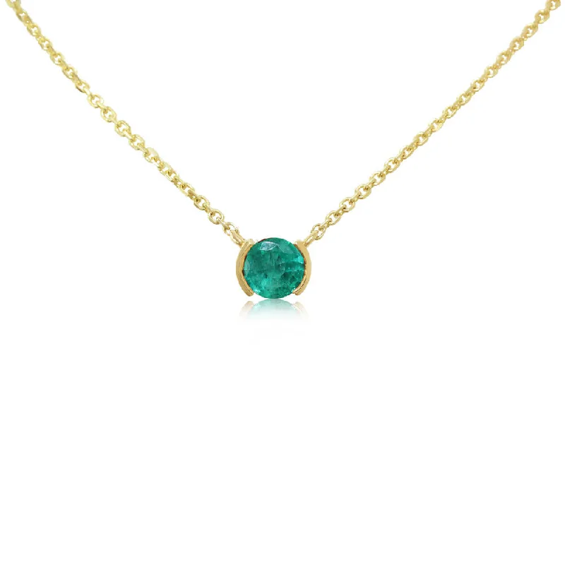 Simple necklaces and pendants with bar pendants for a sleek modern design-14K Yellow Gold Brazilian Emerald Neckpiece