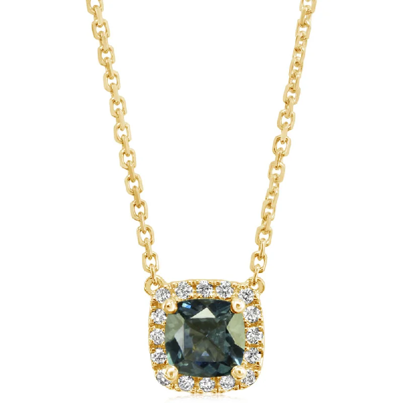 Best necklaces and pendants with heart-shaped lockets for a sentimental keepsake-14K Yellow Gold Montana Sapphire/Diamond Neckpiece