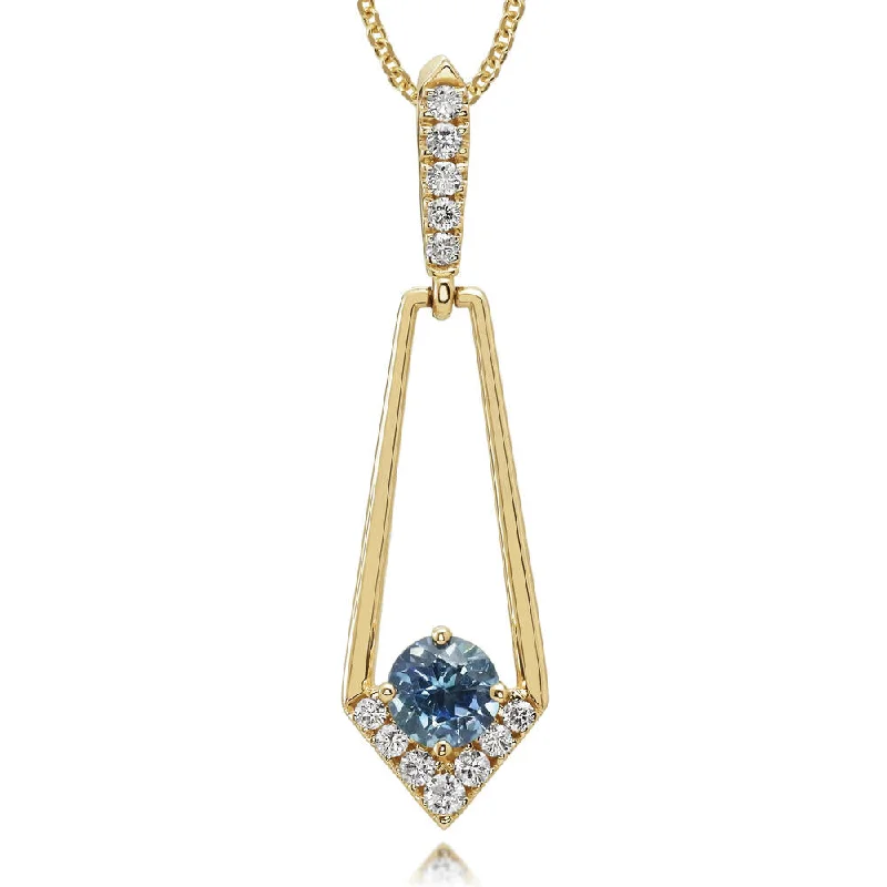 Stunning necklaces and pendants with ruby gemstones for a luxurious red hue-14K Yellow Gold Montana Sapphire/Diamond Pendant