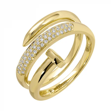 Gold rings with intricate celtic knot patterns -14k Yellow Diamond Geometric Wrap Ring