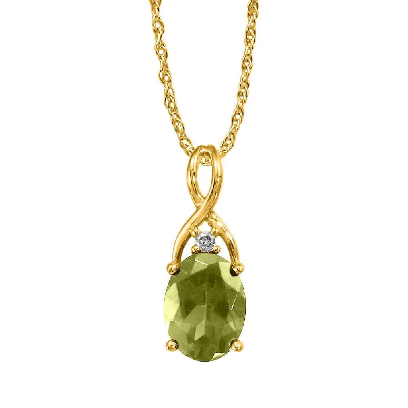 Necklaces and pendants with custom engravings for a personal, meaningful gift-14K Yellow Gold Peridot/Diamond Pendant