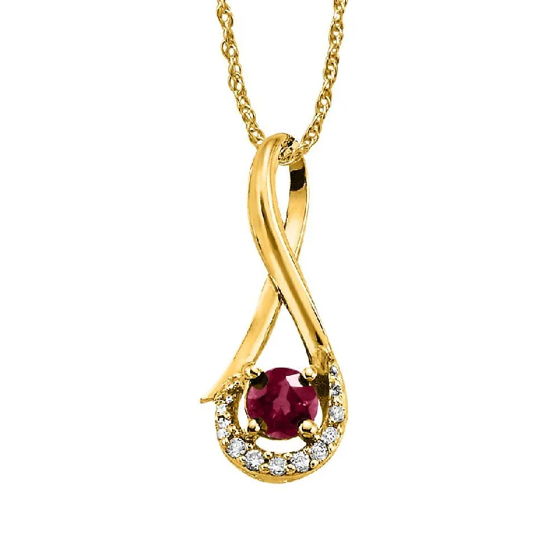 Necklaces and pendants with engraved messages for a deeply personal, sentimental gift-14K Yellow Gold Ruby/Diamond Pendant