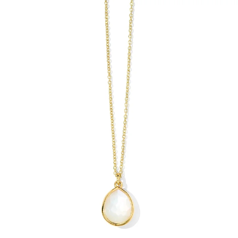 Beautiful necklaces and pendants with moon and star charms for a dreamy effect-18K Gold Mother of Pearl Mini Teardrop Pendant Necklace