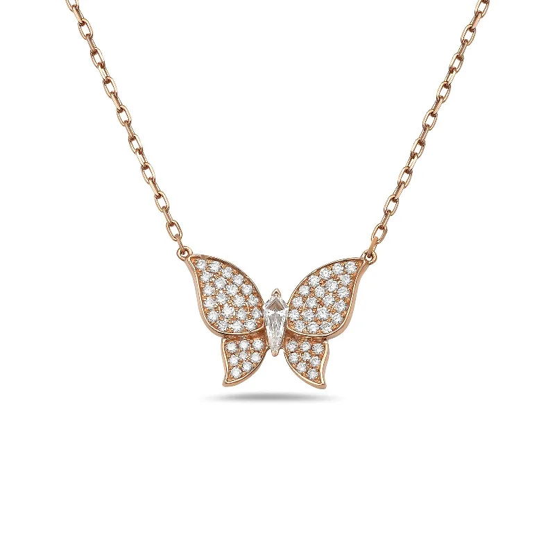 Unique necklaces and pendants with tree of life motifs for nature-inspired elegance-Butterfly Necklace with Diamonds