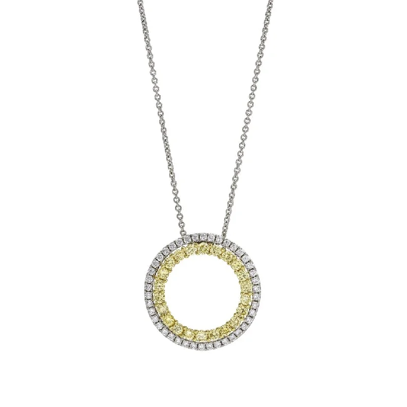 Elegant necklaces and pendants with gold chains for a chic, timeless appearance-Yellow & White Diamond Open Circle Pendant