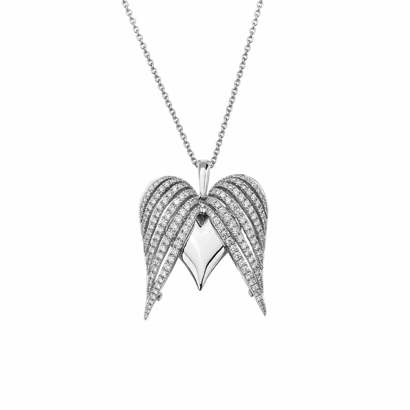 Best necklaces and pendants with infinity hearts for a romantic, eternal symbol-Large Angel Heart Pendant with Diamonds