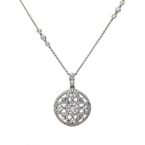 Necklaces and pendants with custom engravings for a personal, meaningful gift-Diamond Round Medallion Pendant