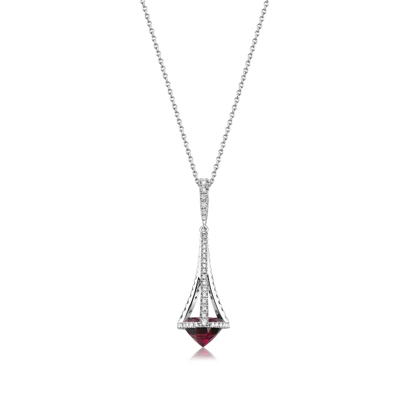 Best necklaces and pendants with matching rings for a coordinated jewelry set-Garnet & Diamond Pastel Chandelier Pendant