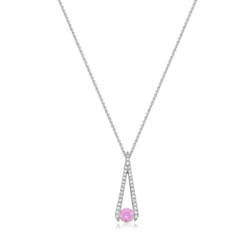 Necklaces and pendants with pearls for a classic and sophisticated touch-18K White Gold Morganite Pendant Necklace