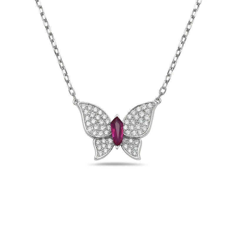 Best necklaces and pendants with sterling silver for an affordable yet stylish choice-Ruby & Diamond Butterfly Pendant