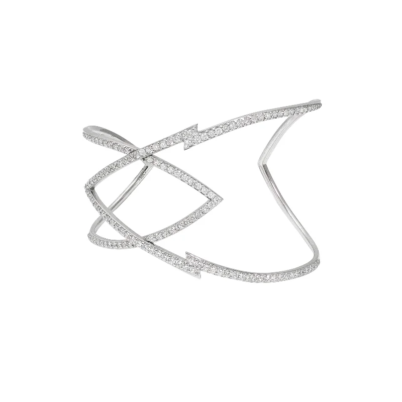 Best necklaces and pendants for everyday wear with minimalist designs-18k White Gold Diamond Stardust Marquise Cuff